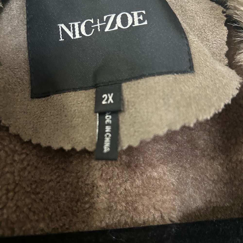 NIC+ZOE Women's Brown Faux Fur Vest - Picture 3 of 3